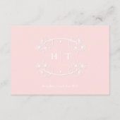 Bruiloft blush roze Monogram Receptie detail Informatiekaartje (Achterkant)