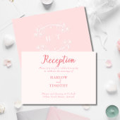 Bruiloft blush roze Monogram Receptie detail Informatiekaartje