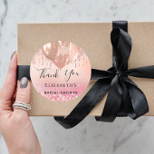 Bruiloft blush roze roze gouden ballonnen ronde sticker