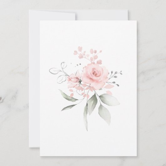 Bruiloft | Blush roze roze Rozen Kaart (Achterkant)