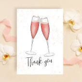 Bruiloft Blush Roze Waterverf Champagne Bedankkaart