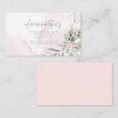 Bruiloft | Blush roze Waterverf Floral en vulsel Informatiekaartje (Voorkant / Achterkant)