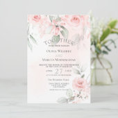 Bruiloft | Blush roze Waterverf Florence Rozen Kaart (Staand voorkant)
