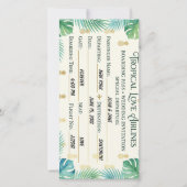 Bruiloft Boarding Pass Kaart Strand Resort (Voorkant)