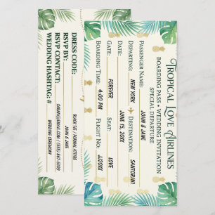 Bruiloft Boarding Pass Kaart Strand Resort
