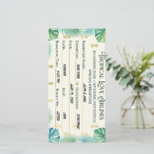 Bruiloft Boarding Pass Kaart Strand Resort (Staand voorkant)