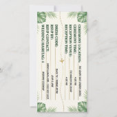 Bruiloft Boarding Pass Kaart Strand Resort (Achterkant)