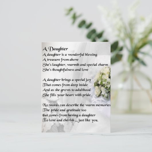 bruiloft boeket Dochter Gedicht Briefkaart (Staand voorkant)