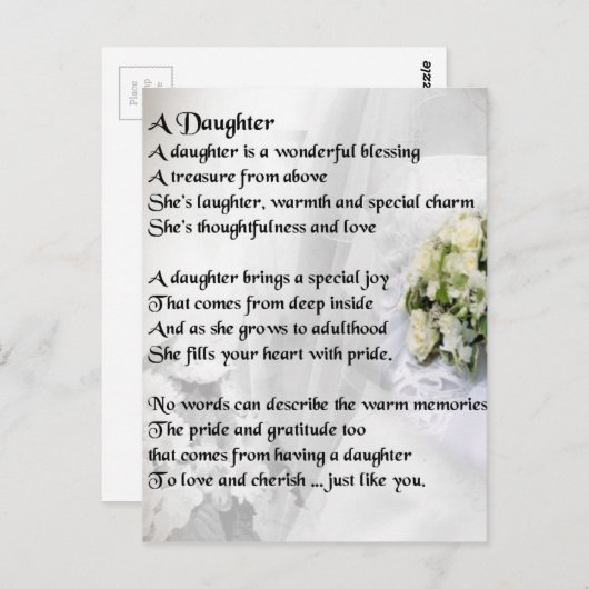 bruiloft boeket Dochter Gedicht Briefkaart (Voorkant / Achterkant)