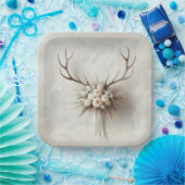 Bruiloft Boeket en Herten Antlers Papieren Bordje (Feest)