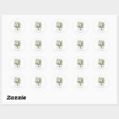Bruiloft Boeket Monogram Ronde Sticker (Vel)