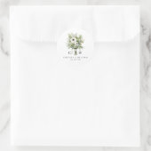 Bruiloft Boeket Monogram Ronde Sticker (Tas)