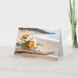 Bruiloft boeket op het strand Driftwood Kaart