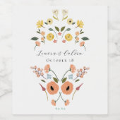 Bruiloft  Bohemian Floral Wijn Etiket (Enkel label)