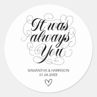 Bruiloft Bohemian White Classic Het was altijd jij Ronde Sticker