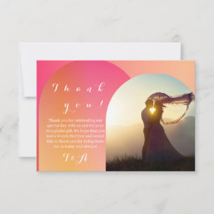 Bruiloft Boho Arch Foto Zonsondergang Ombre Dank u Bedankkaart