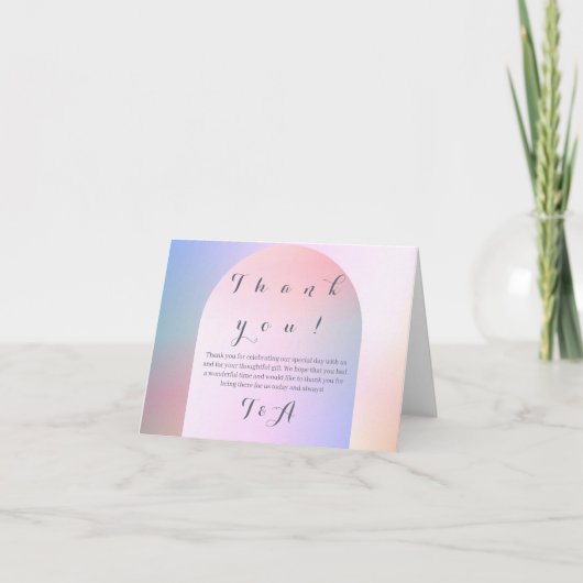Bruiloft Boho Arch Roze Lila Ombre Dank u Kaart (Voorkant)