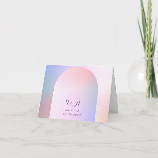 Bruiloft Boho Arch Roze Lila Ombre Dank u Kaart (Achterkant)