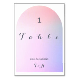Bruiloft Boho Arch Roze Lila Ombre Tafelnummer