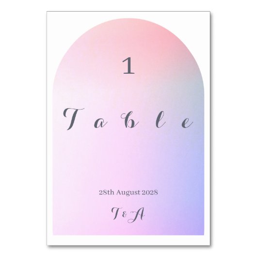 Bruiloft Boho Arch Roze Lila Ombre Tafelnummer (Achterkant)