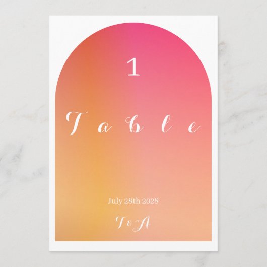 Bruiloft Boho Arch Zonsondergang Ombre Tafelnummer (Achterkant)