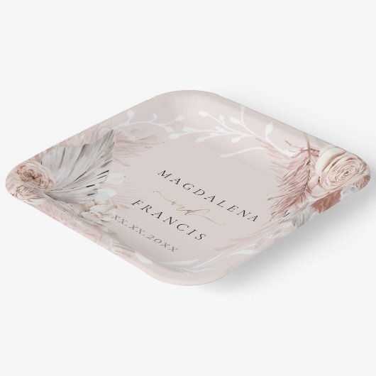 bruiloft boho papieren bordje (Gebogen)