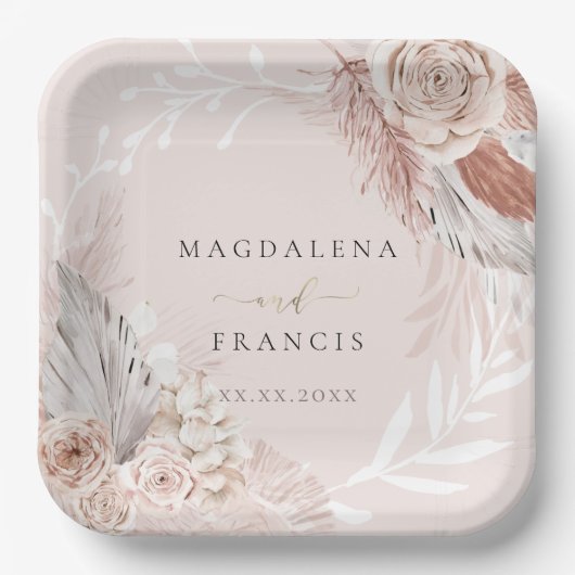 bruiloft boho papieren bordje (Voorkant)