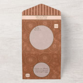 Bruiloft Boho Sinaasappel & Bruin Geometrische Str All In One Uitnodiging (Buitenkant)