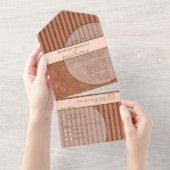 Bruiloft Boho Sinaasappel & Bruin Geometrische Str All In One Uitnodiging (Afscheurbaar)