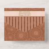 Bruiloft Boho Sinaasappel & Bruin Geometrische Str All In One Uitnodiging (Achterkant)