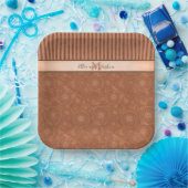 Bruiloft Boho Sinaasappel & Bruin Geometrische Str Papieren Bordje (Feest)