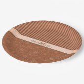 Bruiloft Boho Sinaasappel & Bruin Geometrische Str Papieren Bordje (Gekanteld)