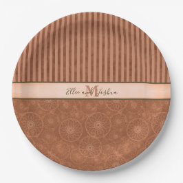 Bruiloft Boho Sinaasappel & Bruin Geometrische Str Papieren Bordje