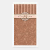 Bruiloft Boho Sinaasappel & Bruin Geometrische Str Servet (Voorkant)