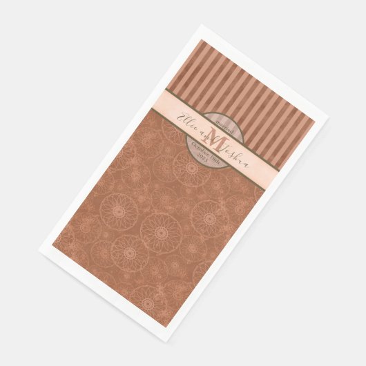 Bruiloft Boho Sinaasappel & Bruin Geometrische Str Servet (Hoek)