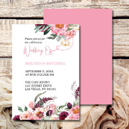 Bruiloft Boho Thema Blush Roze Bourgondische Pioen Kaart