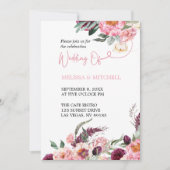 Bruiloft Boho Thema Blush Roze Bourgondische Pioen Kaart (Voorkant)