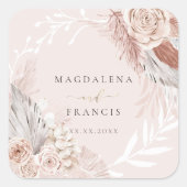 bruiloft boho vierkante sticker (Voorkant)