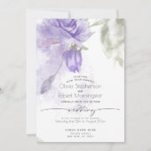 BRUILOFT | Boho Waterverf Paars Roos Floral Kaart (Voorkant)