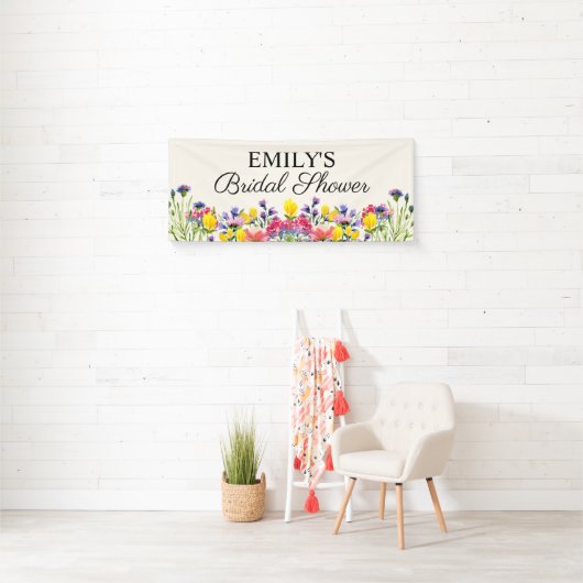 Bruiloft Boho Wilde Bloemen Spandoek (Insitu)