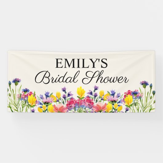 Bruiloft Boho Wilde Bloemen Spandoek (Horizontaal)