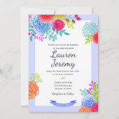 Bruiloft Bold Kleurrijke Bloemen Schets Casual Boe Kaart (Voorkant)