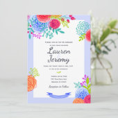 Bruiloft Bold Kleurrijke Bloemen Schets Casual Boe Kaart (Staand voorkant)