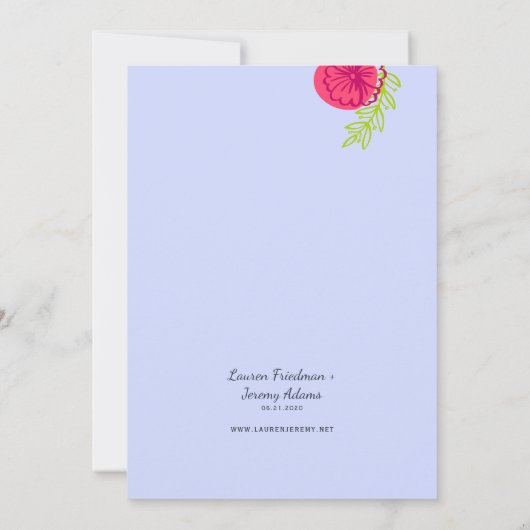 Bruiloft Bold Kleurrijke Bloemen Schets Casual Boe Kaart (Achterkant)