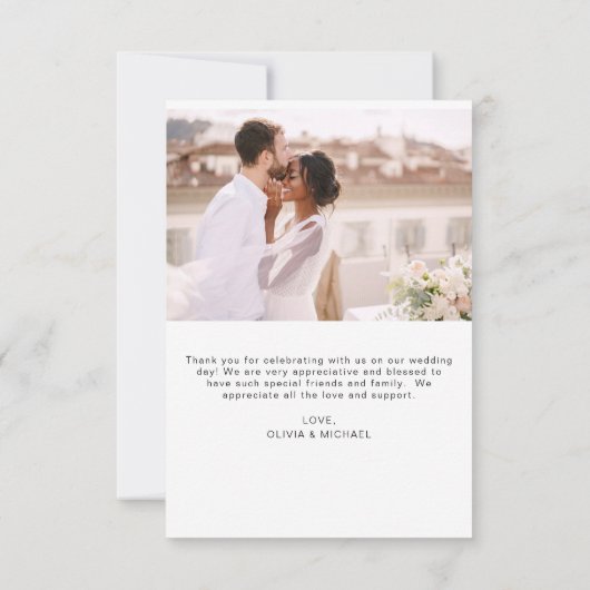 Bruiloft boog dank u foto minimalistisch romantisc bedankkaart (Achterkant)