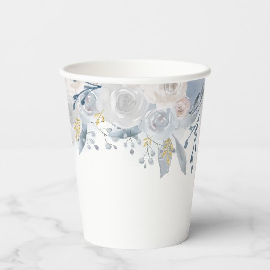 Bruiloft bord blauw rozen papieren bekers (Achterkant)