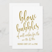 Bruiloft bord 'Bubbles Send Off' goud betaalbaar b Kaart (Voorkant / Achterkant)