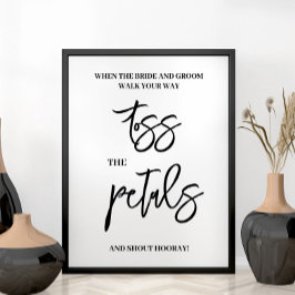 Bruiloft bord met bloemblaadjes poster