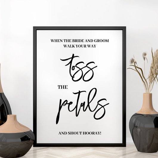Bruiloft bord met bloemblaadjes poster