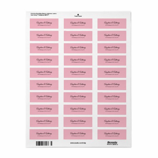 Bruiloft Bord Roze Professioneel Creatief Elegant Etiket (Full Sheet)